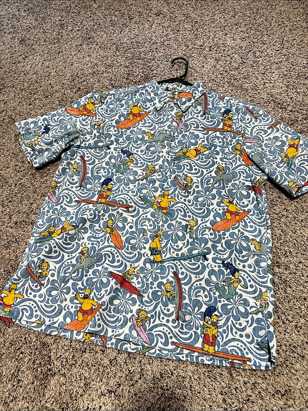 Reyn Spooner The Simpsons Classic Men's Blue & White Button Down Large